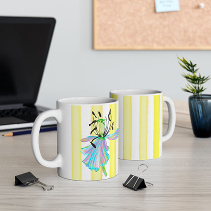 Dancing Tulips Mug Yellow Blue