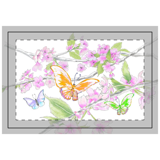 Butterfly Blossom Whirl Quilted Placemat quilted Polyester, Orange, Fabric Background Bright White, #2