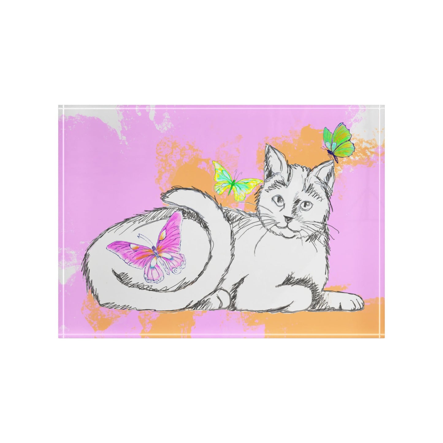 Kitty Flutter Acrylic Block