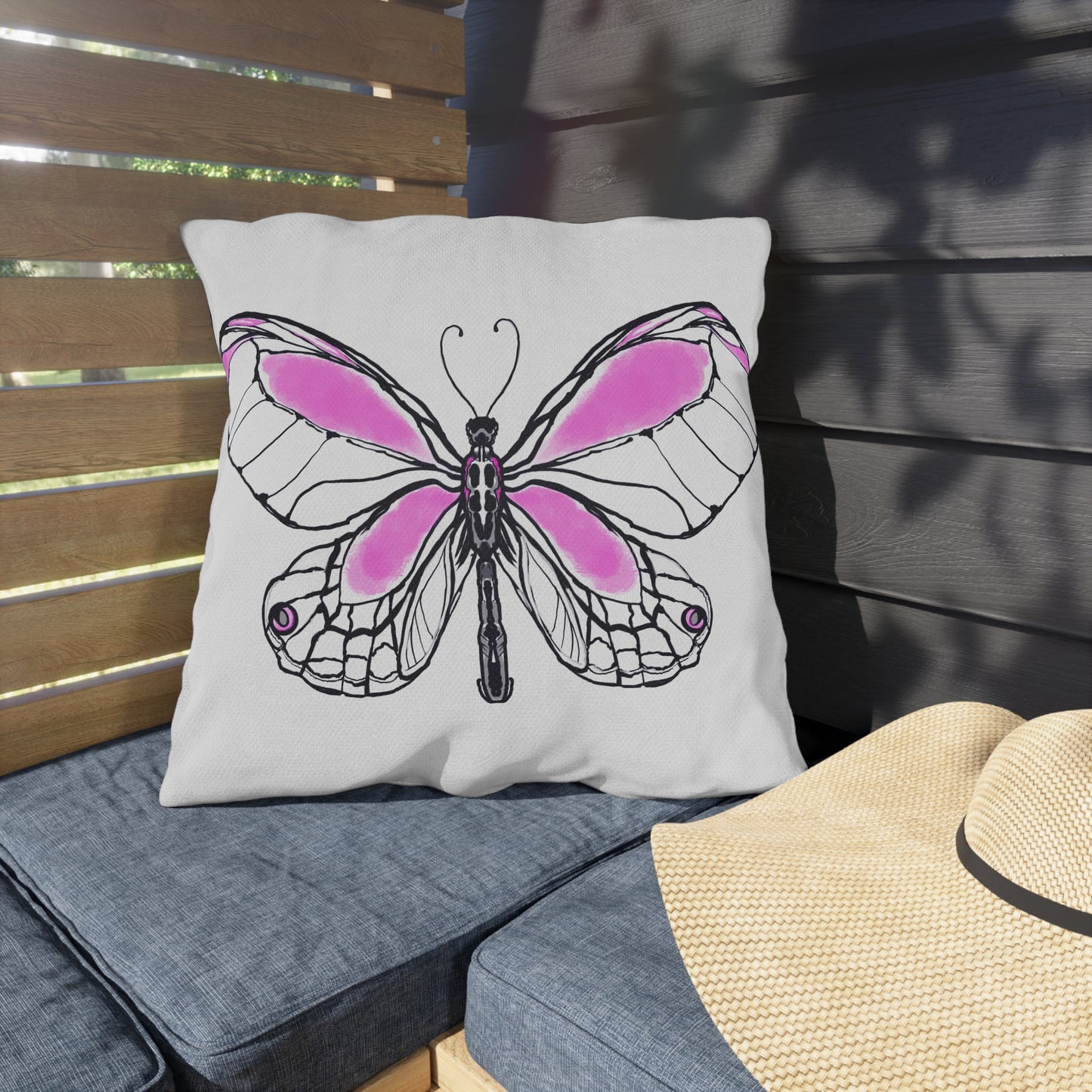 Outdoor Pillows Lulu Butterflies Light Pink