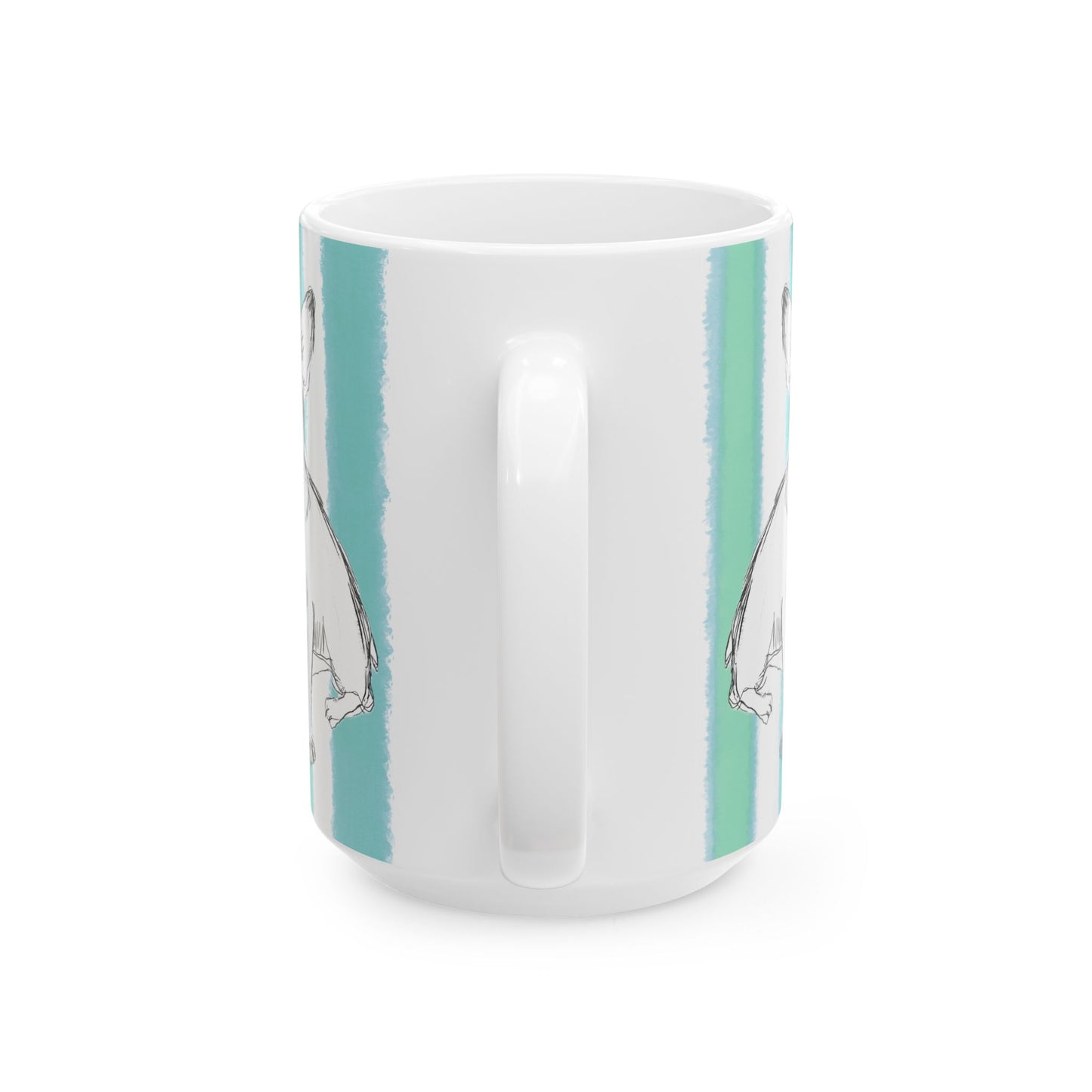 Dogi Fun Mug  with Aqua Green Stripes