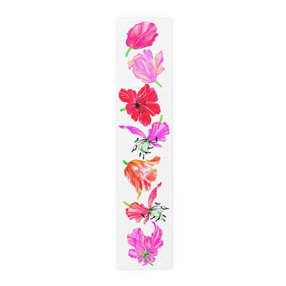 Tulip Love Table Runner 16" x 72" Cotton Creamy White OR Polyester Brighter White