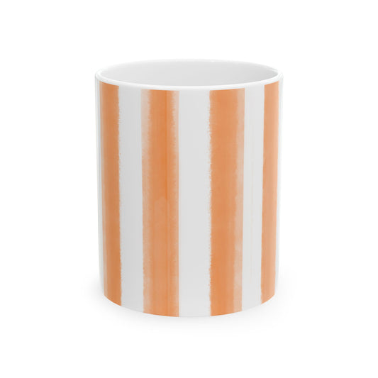 Watercolor Stripes Ceramic Mug Orange