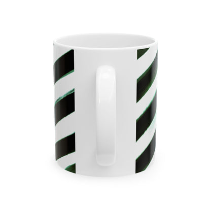 Diagonal Stripe Ceramic Mug in Black, 11oz