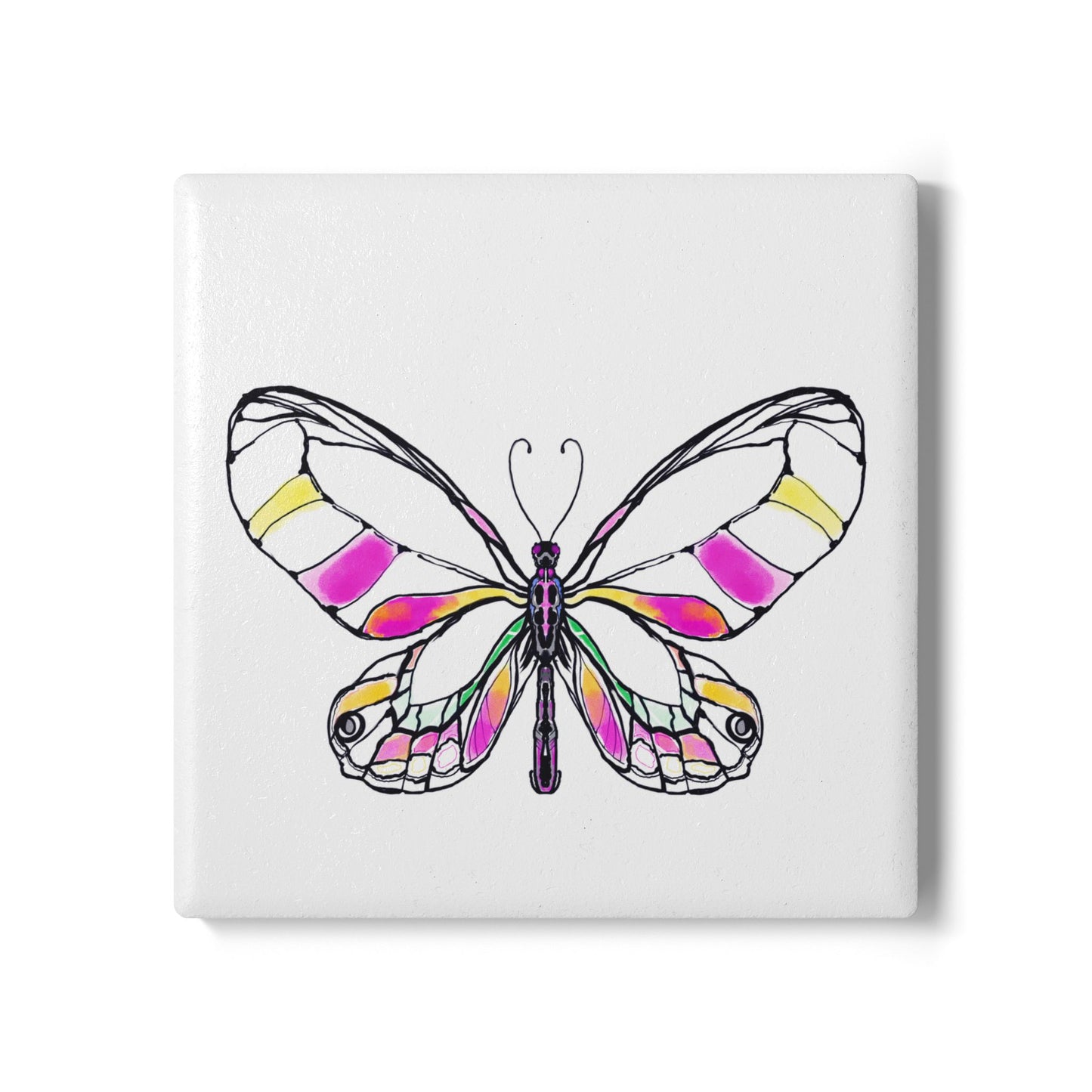 Butterfly Blossom Romp Ceramic Coaster, Multi Color