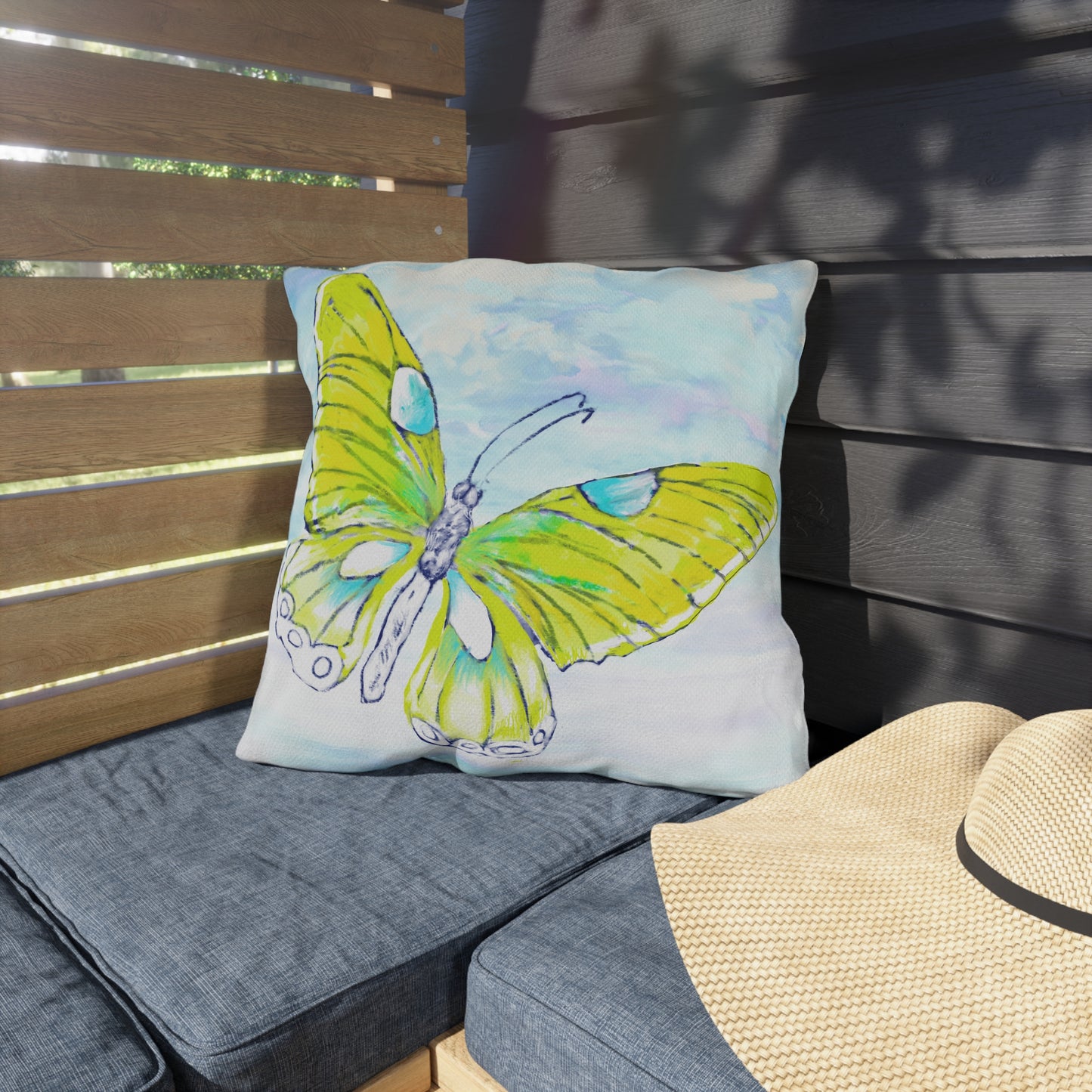 Outdoor Pillows Butterfly Yellow