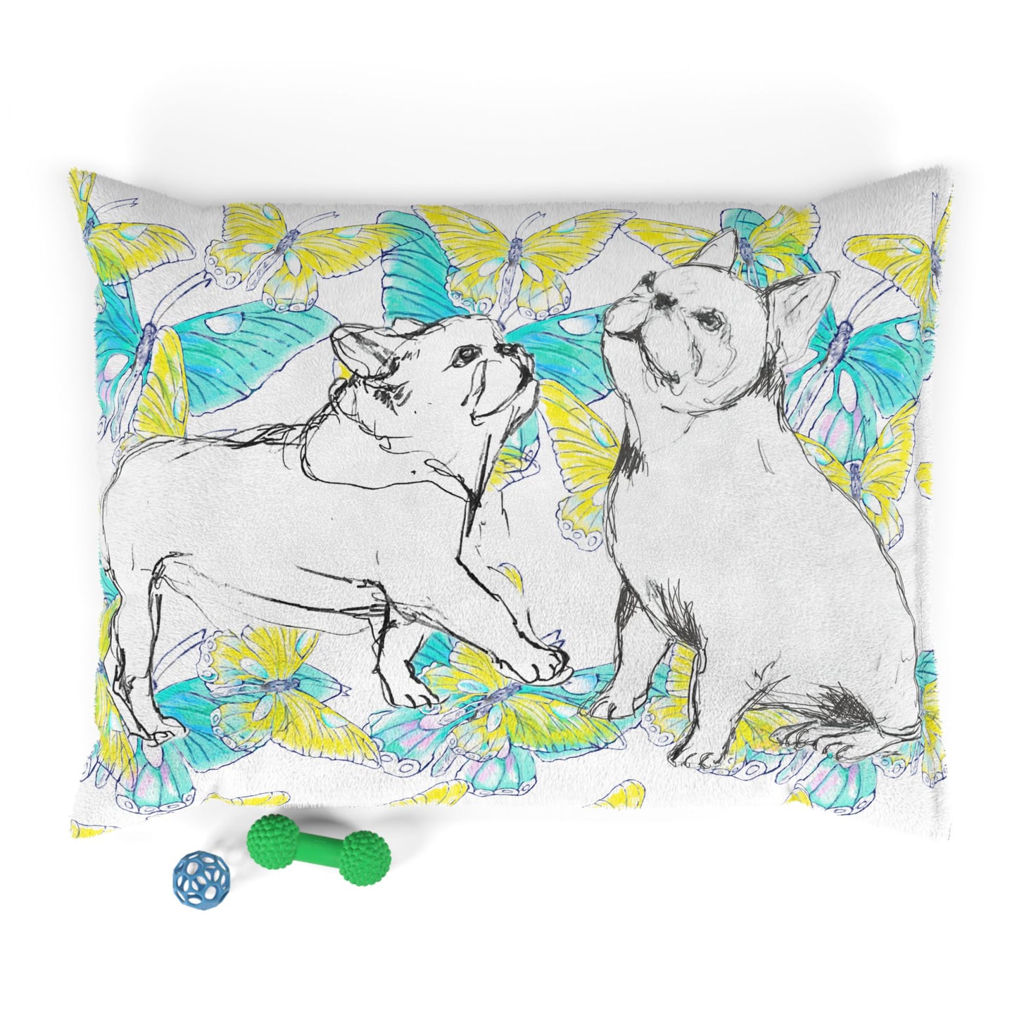 Dogi Butterfly Flutter Pet Bed, Yellow and Aqua