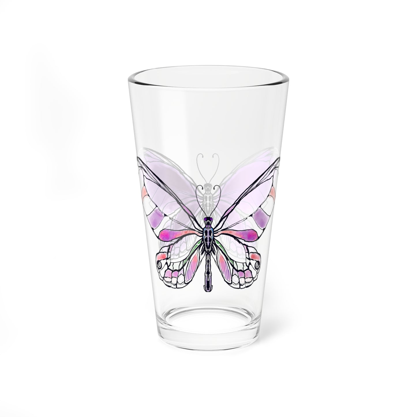 Mixing Glass, 16oz Butterfly Colorful Watercolor