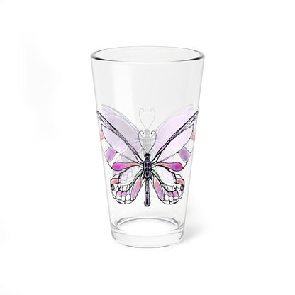 Mixing Glass, 16oz Butterfly Colorful Watercolor