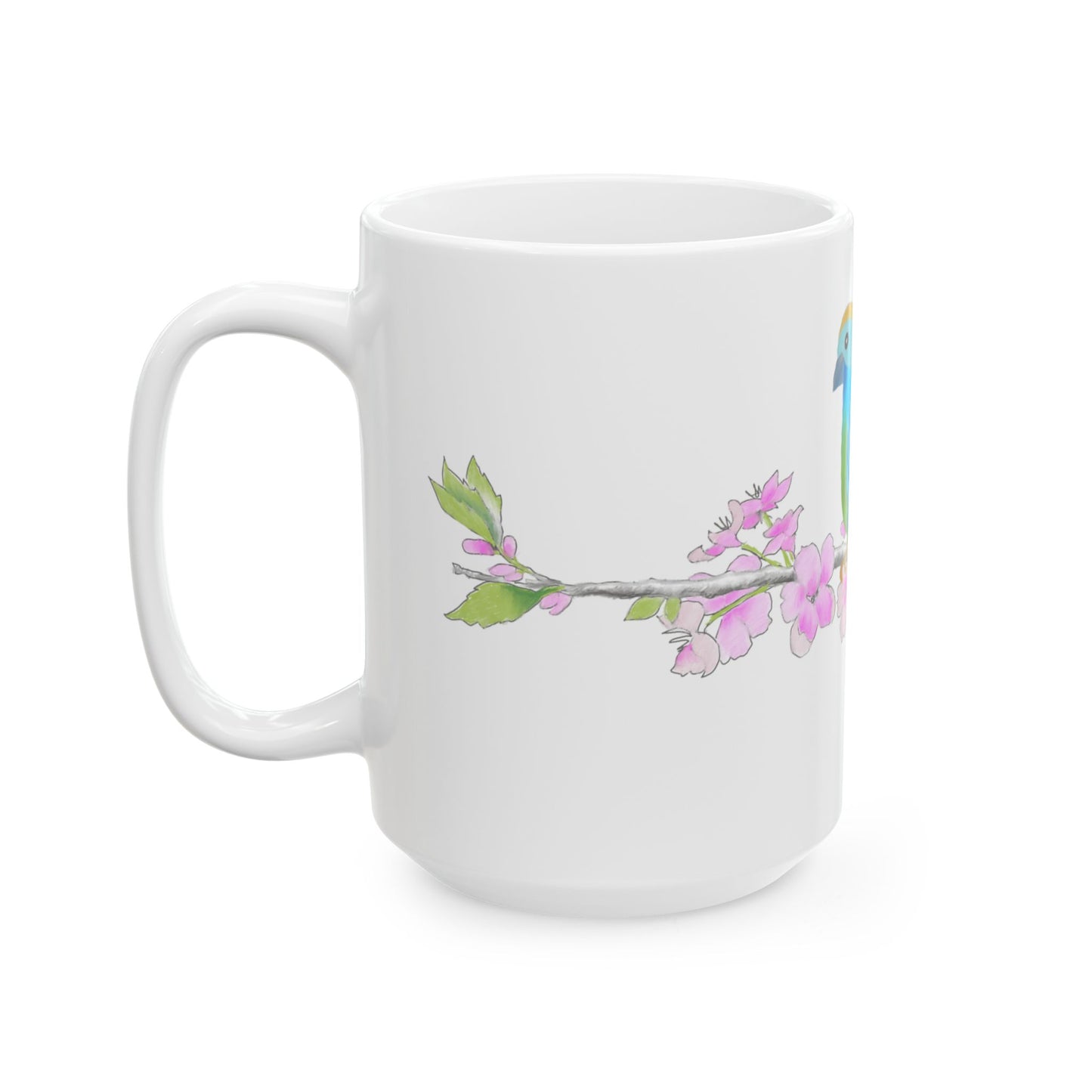Jolly Birds Ceramic Mug, (11oz, 15oz), Sky blue