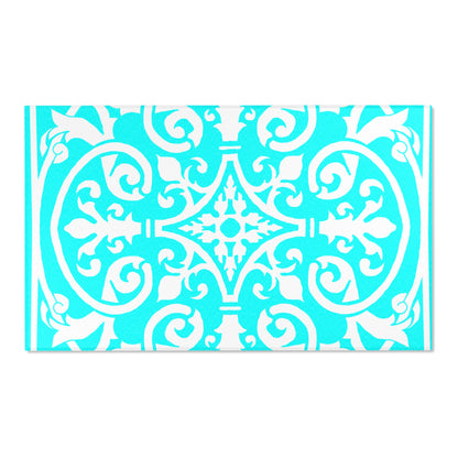 Scrollwork Indoor/Outdoor Rug Aqua