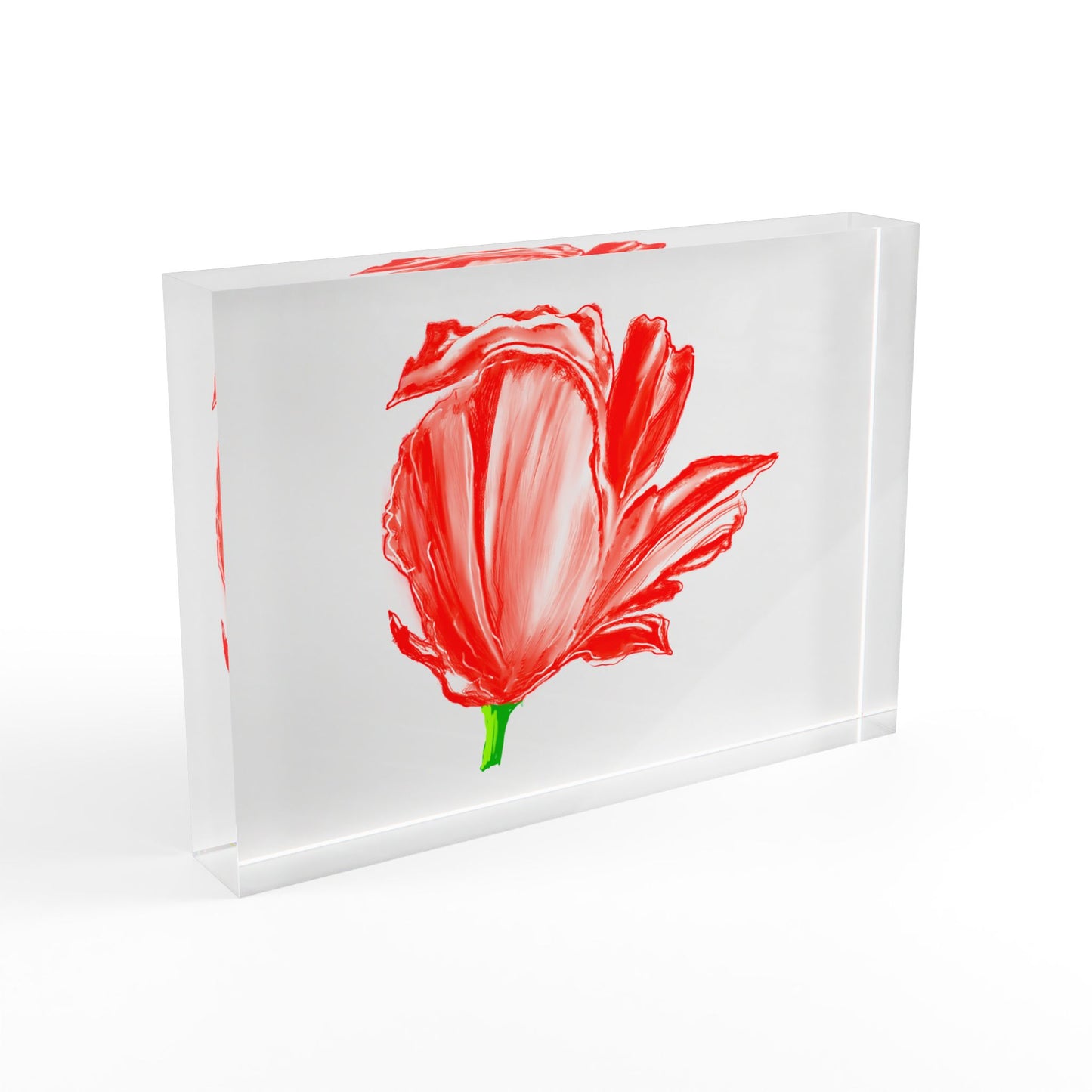 Dancing Tulips Acrylic Art Block Red