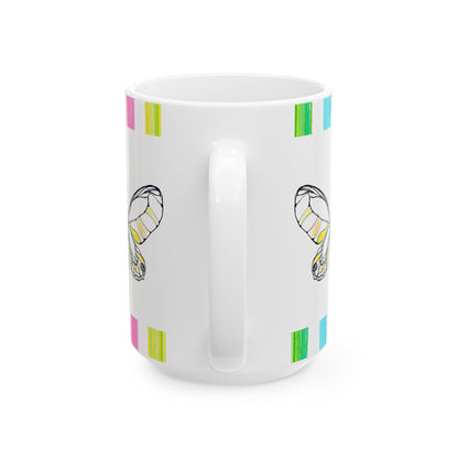 Mugs Butterfly Rainbow Stripe Ceramic Mug in Yellow