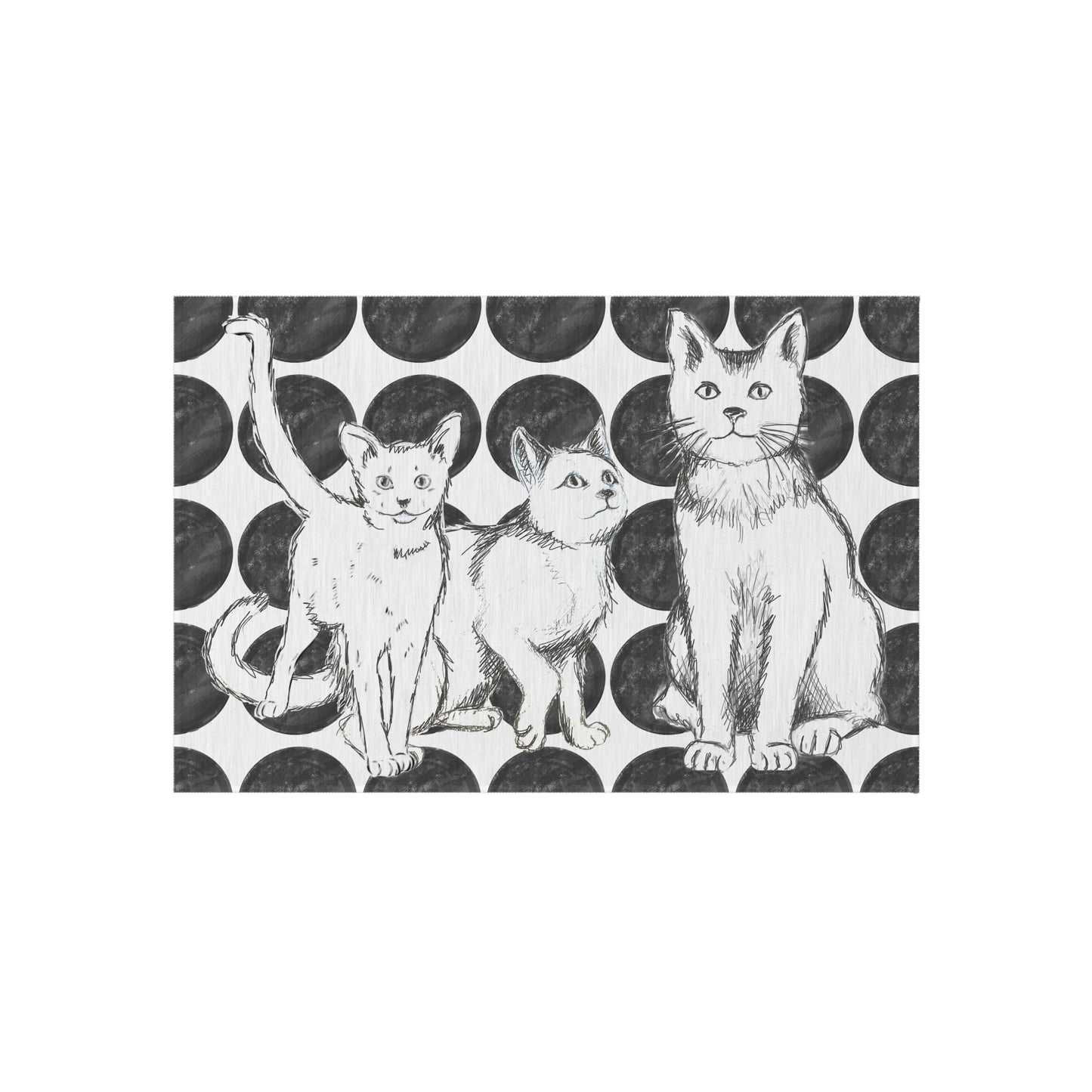 Kitty Fun Indoor/Outdoor Rug black and white