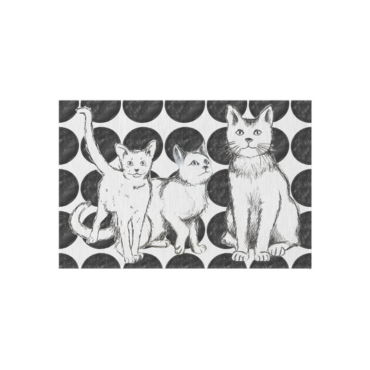 Kitty Fun Indoor/Outdoor Rug black and white