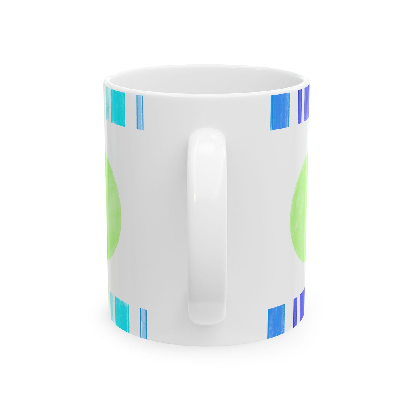 Mega Dot & Stripes Light Green Ceramic Mug, (11oz, 15oz)