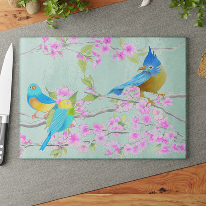 Cherry Chirp Glass Cutting Board