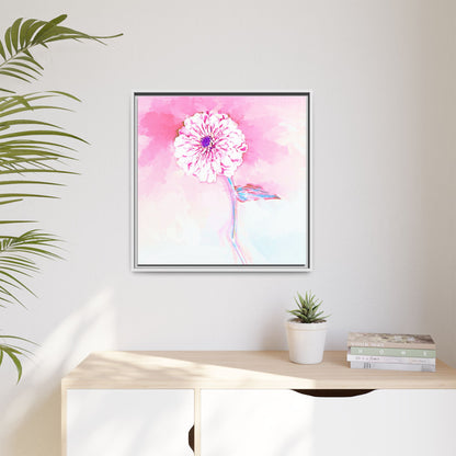 Zinnia Color Splash Matte Canvas Light Pink Framed