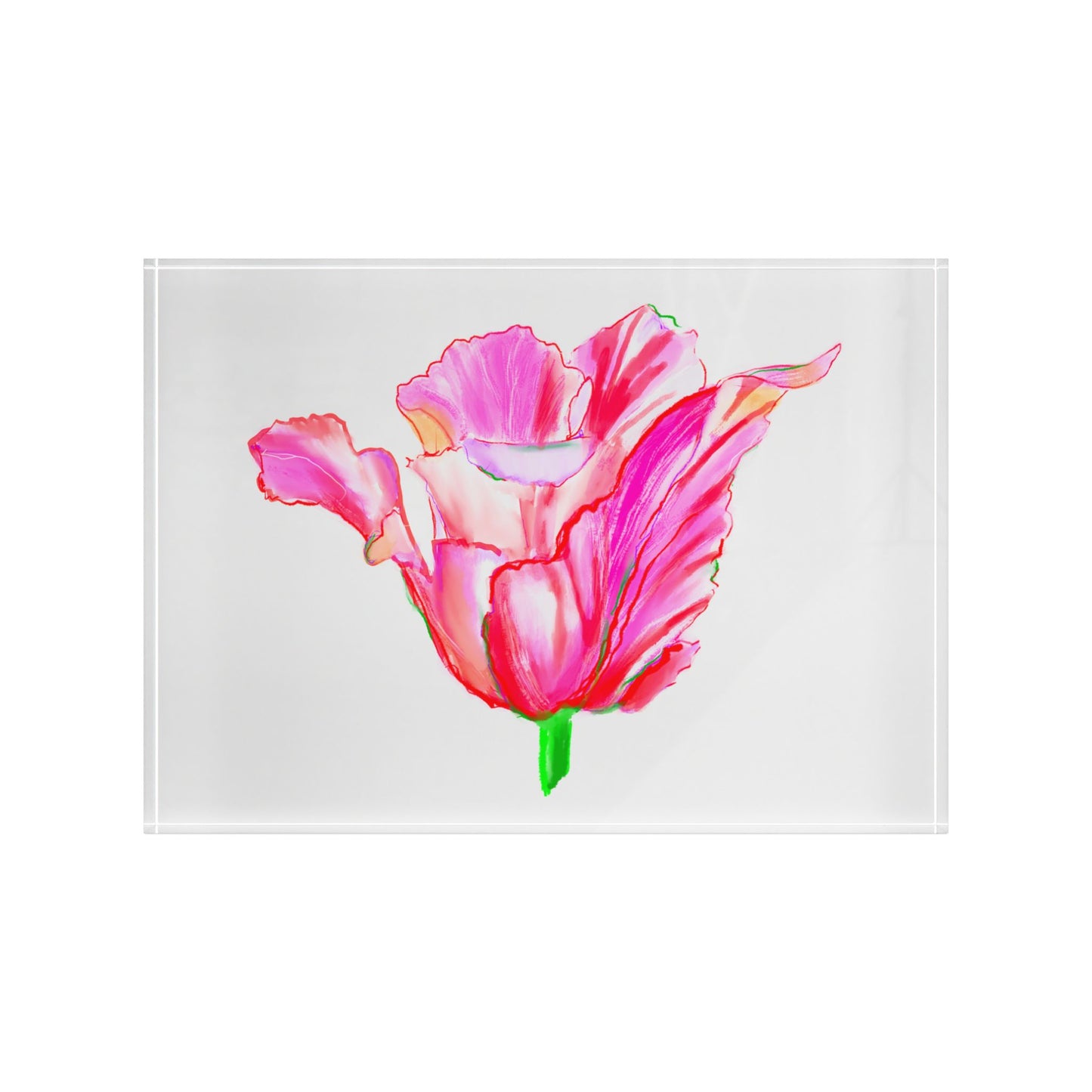 Dancing Tulips Acrylic Art Block Raspberry