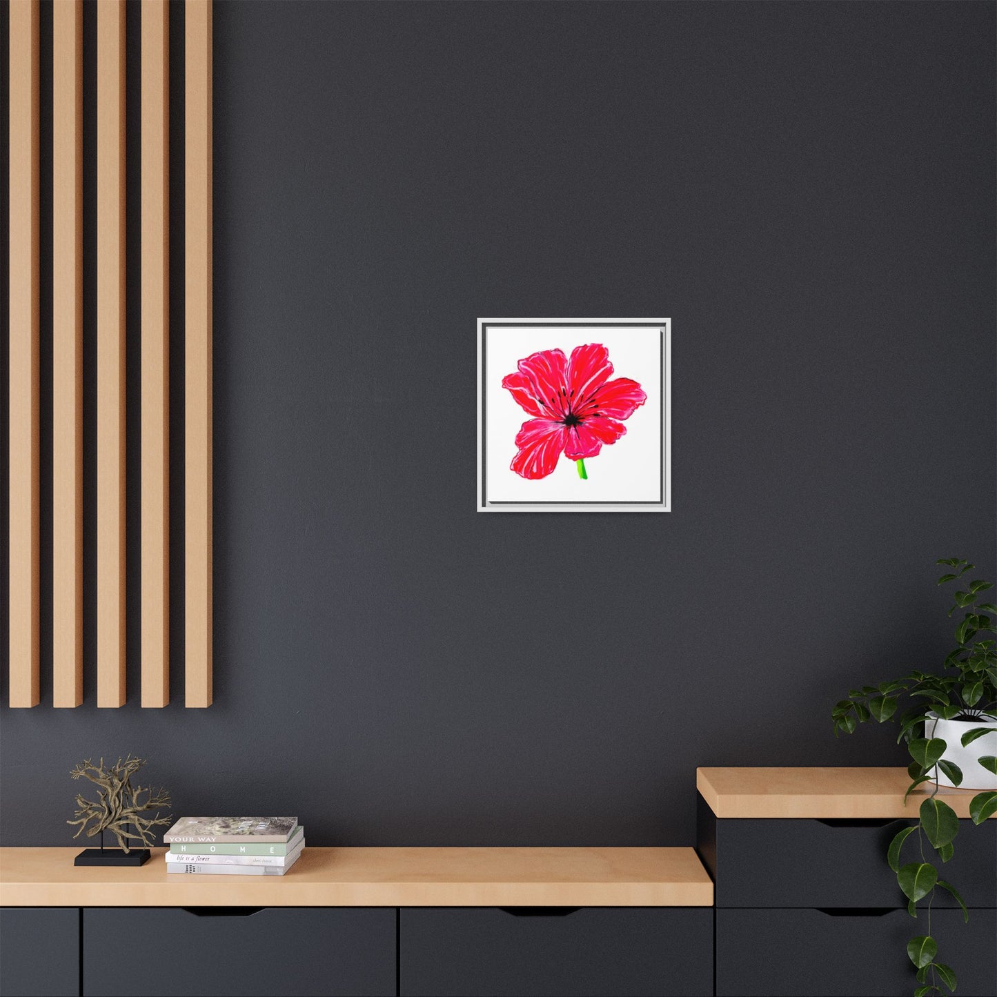 Dancing Tulips Matte Canvas, Framed  Red