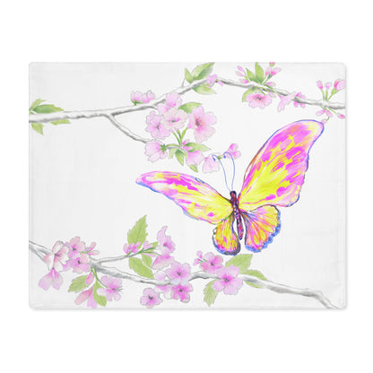 Butterfly Blossom Glide Cotton Twill Placemat, Creamier White, 1pc Yellow, #4
