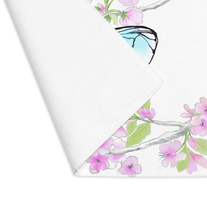 Butterfly Blossom Romp Cotton Twill Placemat, 1pc Aqua  #1 Head of the table