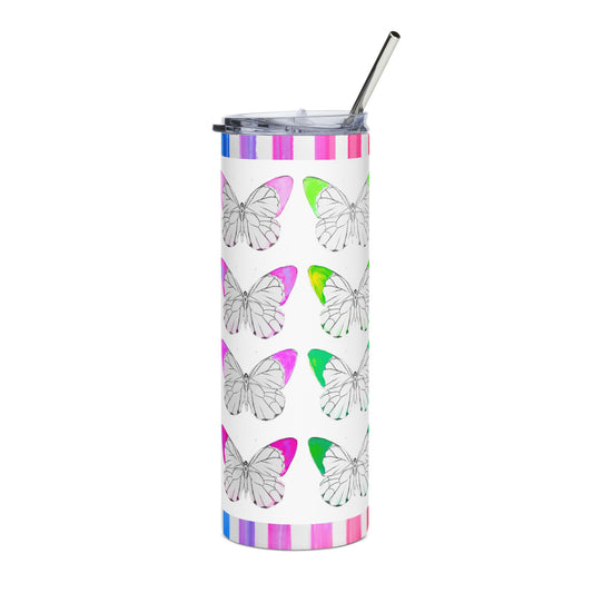 Tumblers, 20oz  Stainless Steel Watercolor Rainbow Stripes