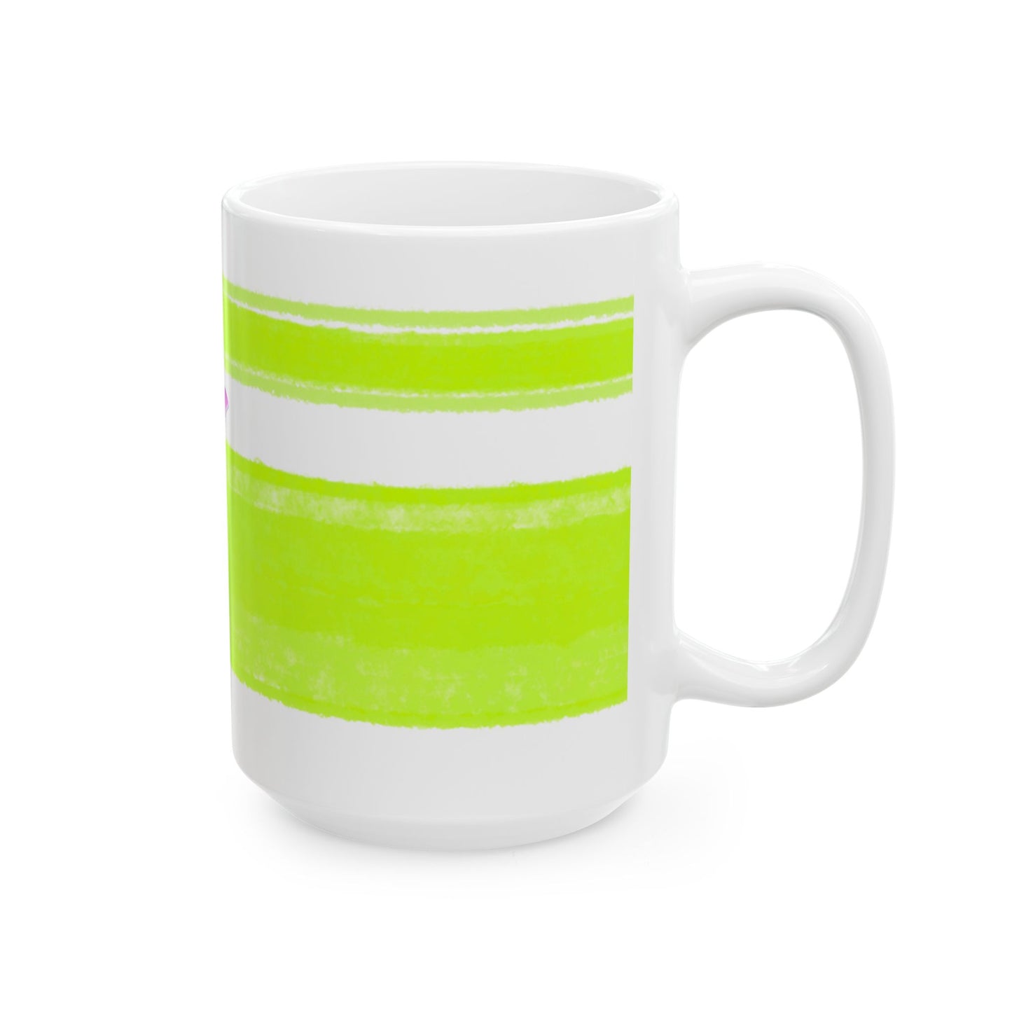 Mega Stripe Dogi Butterfly Flutter Ceramic Mug, (11oz, 15oz), Lime Bulldog