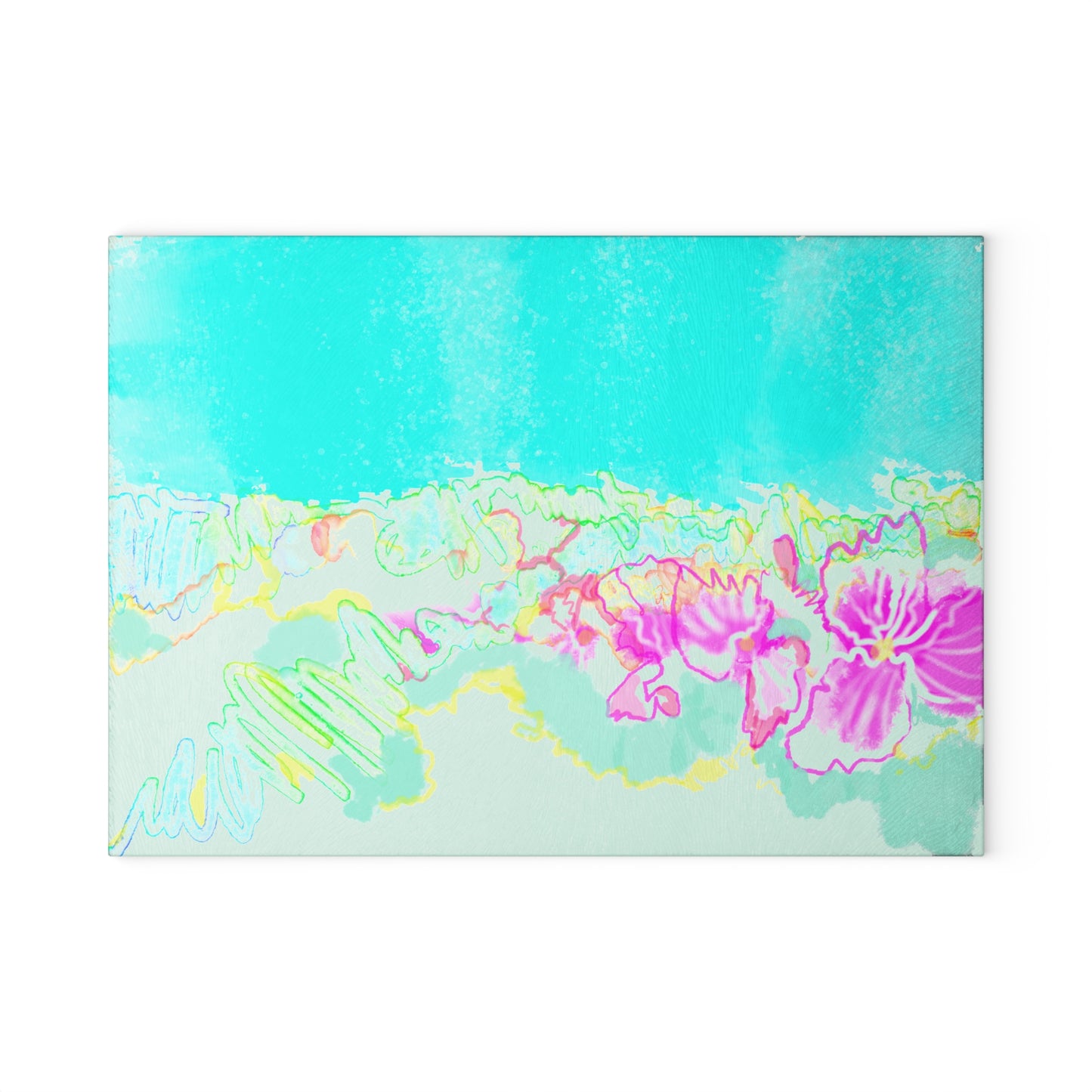 Glass Cutting Board Watercolor Abstract Landscape