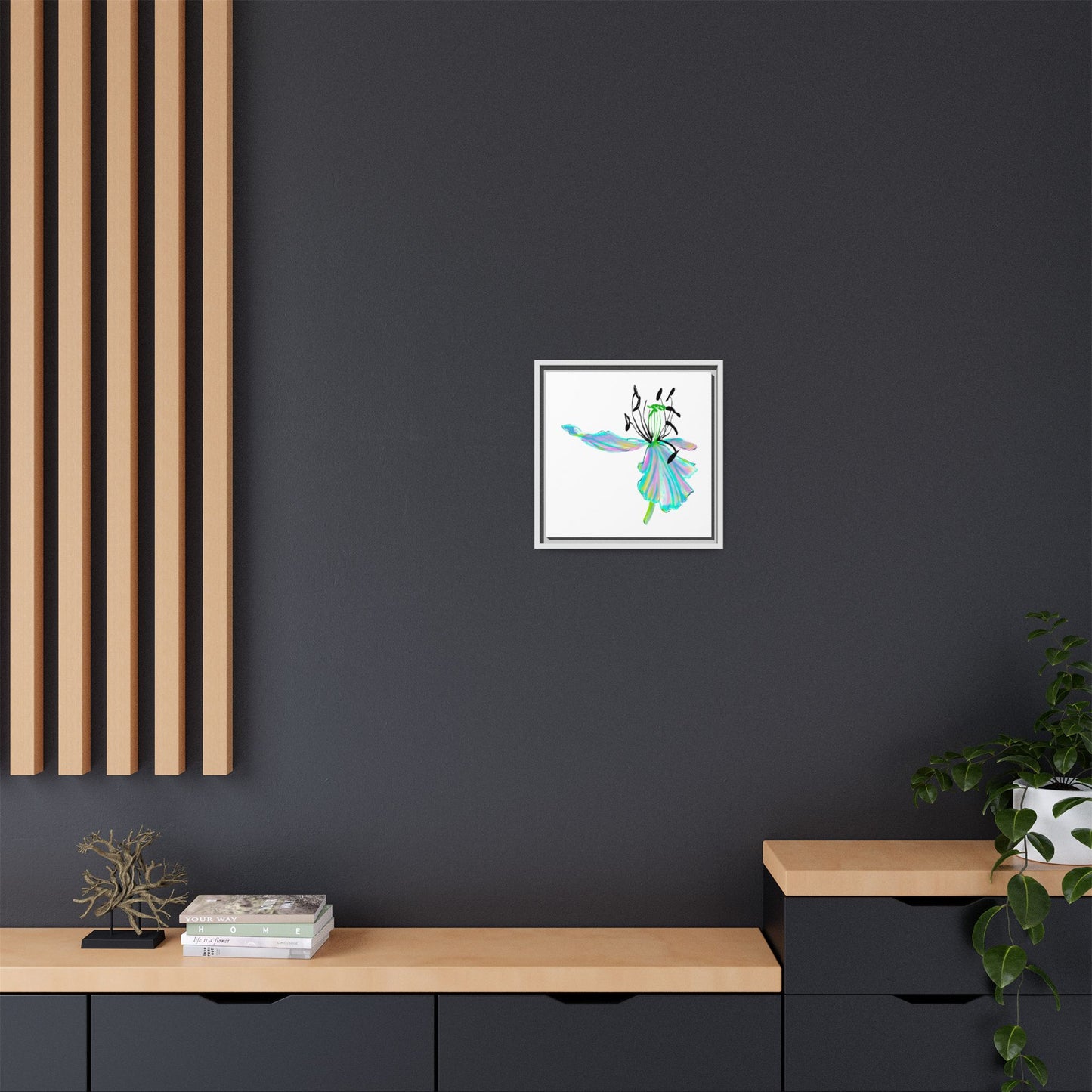 Dancing Tulips Matte Canvas, Framed (Multi-color) Aqua Blue
