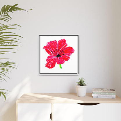 Dancing Tulips Matte Canvas, Framed  Red