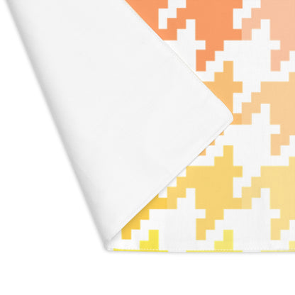 Houndstooth Fun , Cotton Twill Placemat, pink/orange/yellow, Creamy White Fabric Background