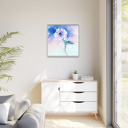 Zinnia Color Splash Matte Canvas Blue Framed