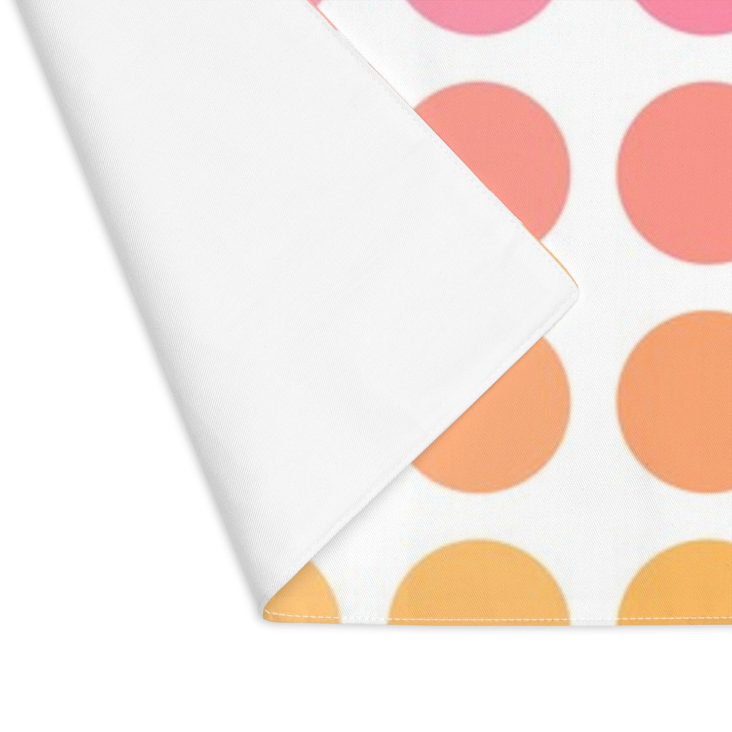 Polka Dot Joy Cotton Twill Placemat, Pink/Orange, Creamy White Fabric Background