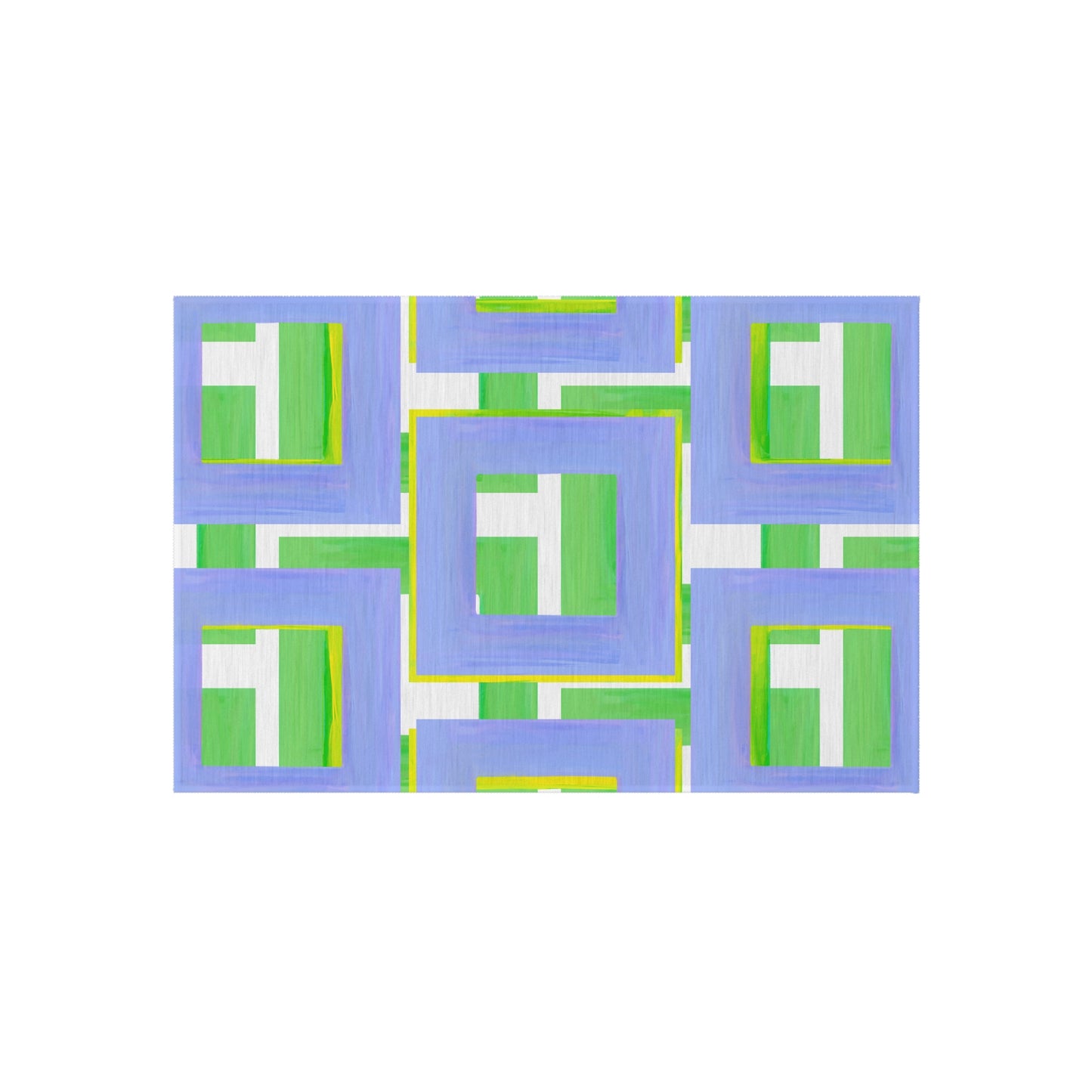 Indoor/Outdoor Rug Color Blocks Green & Periwinkle