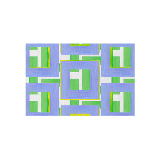 Indoor/Outdoor Rug Color Blocks Green & Periwinkle