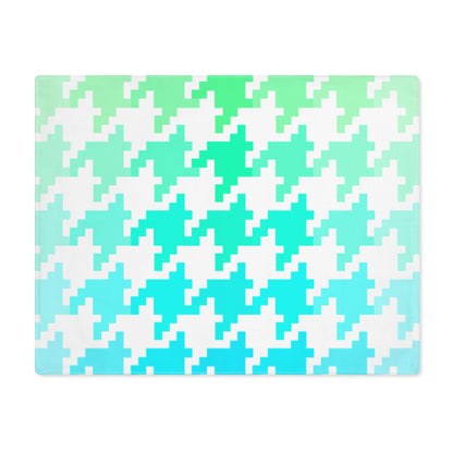 Houndstooth Fun Cotton Placemat, 1pc green/aqua/blue