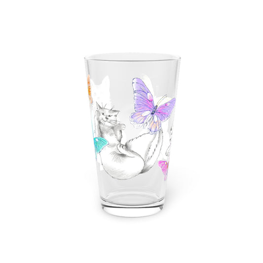 Kitty Flutter Pint Glass 16oz