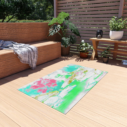 Inspirational Landscapes "Kindness is never wasted"  Indoor/Outdoor Area Rug in Lime, Aqua, and Raspberry (36" x 24")