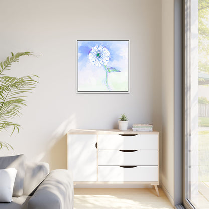 Zinnia Color Splash Matte Canvas Soft Blue Framed