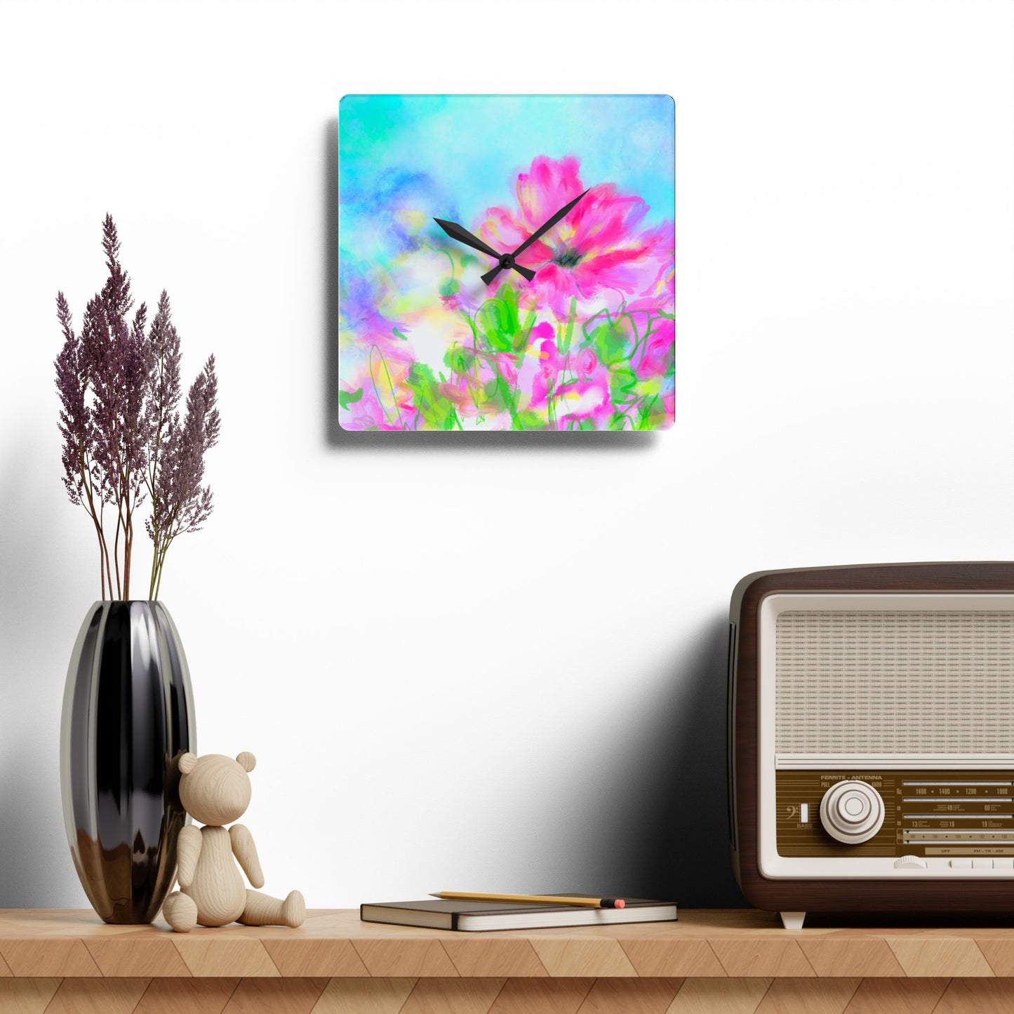 Joyful Landscapes  Wall Clock, Aqua Skies