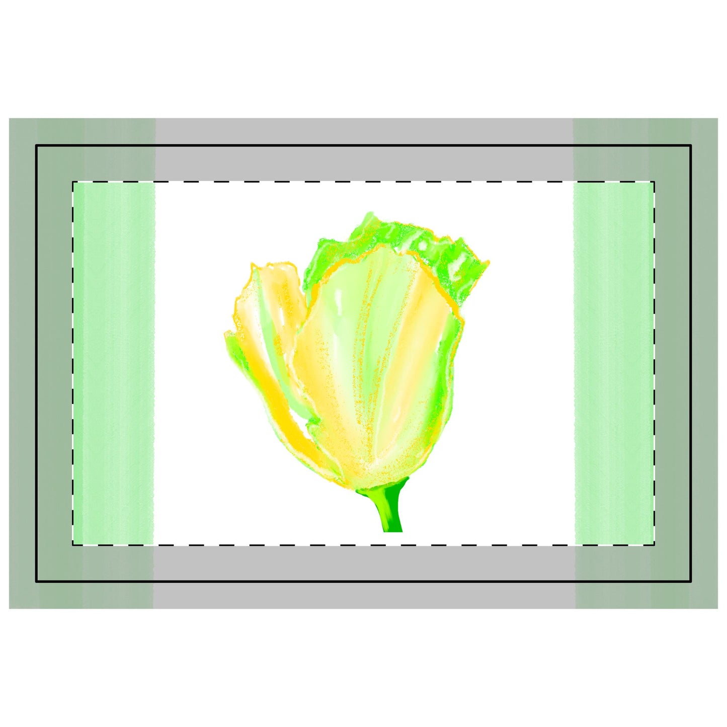 Tulip Love Polyester Quilted Placemat in Yellow with Green Striped Edges