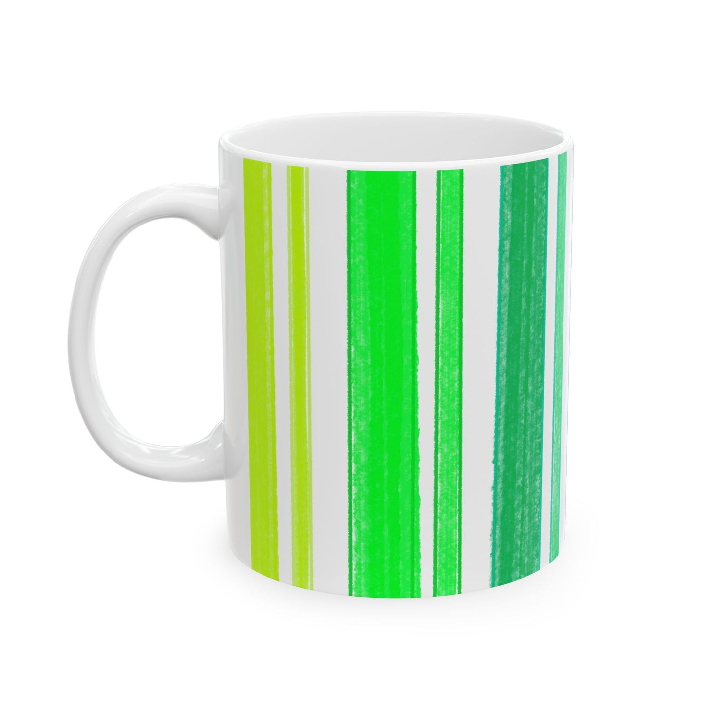 Butterfly Flutterstripe Ceramic Mug, Blues and Greens ( 2 sizes available 11oz and 15oz)