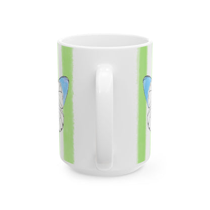 Mugs Butterfly Stripes Flutter in Aqua with Light Green Stripes