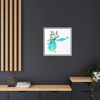 Dancing Tulips Matte Canvas, Framed Aqua