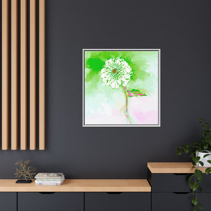 Zinnia Color Splash Matte Canvas Grass Green Framed