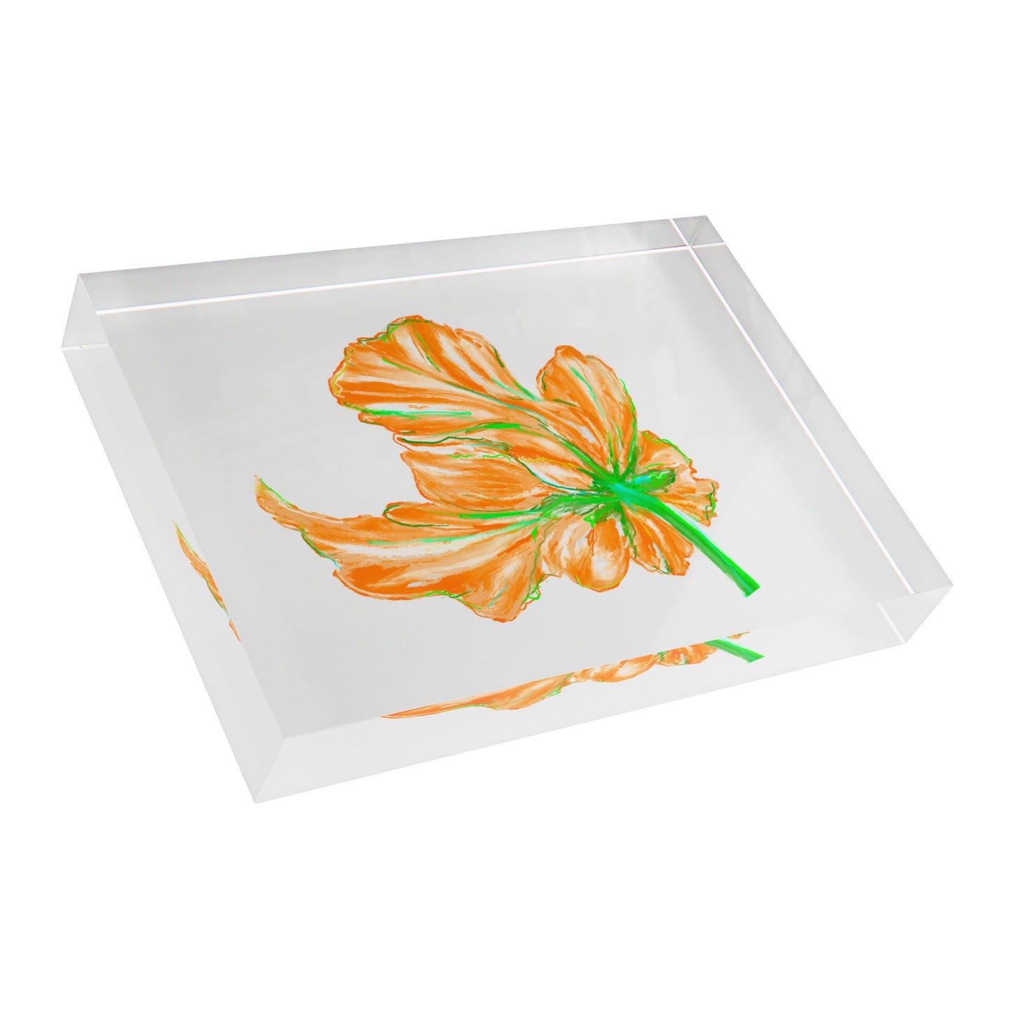Vibrant Tulips Acrylic Art Block Orange