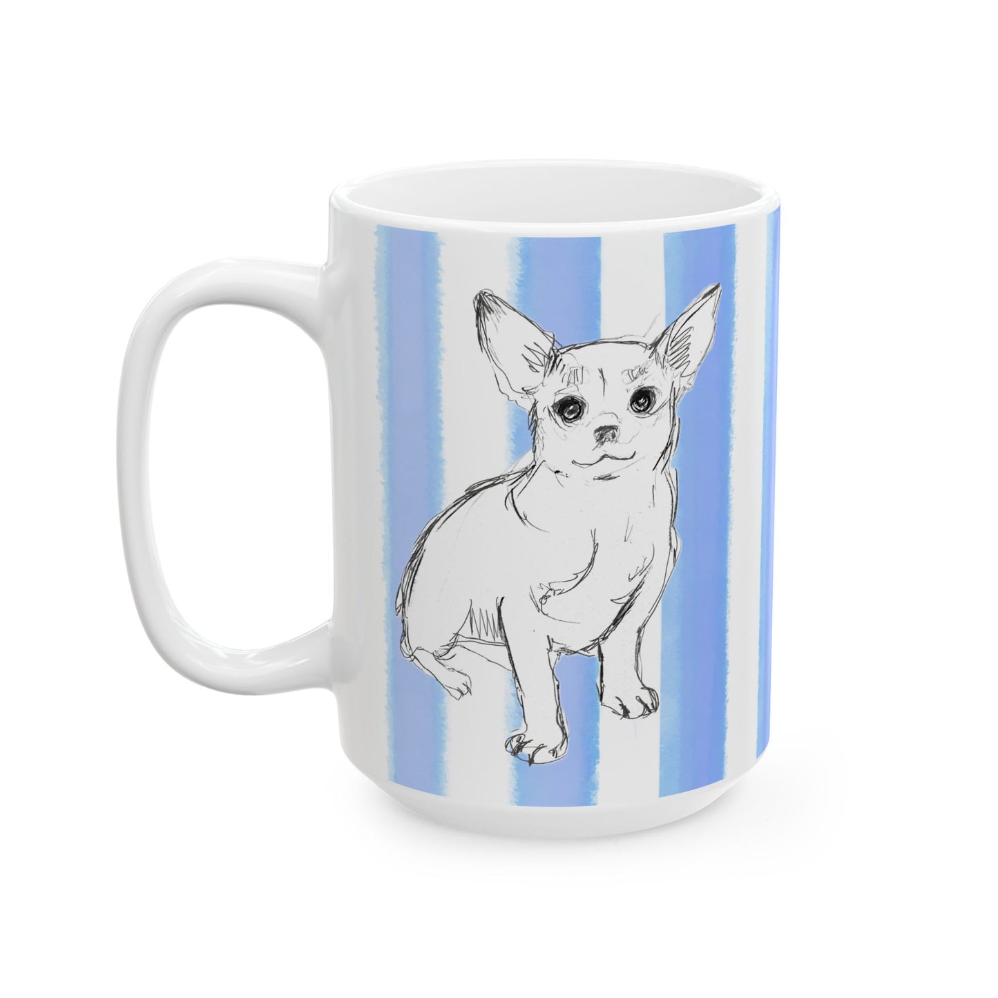Dogi  Fun Mug with Periwinkle Blue Stripes