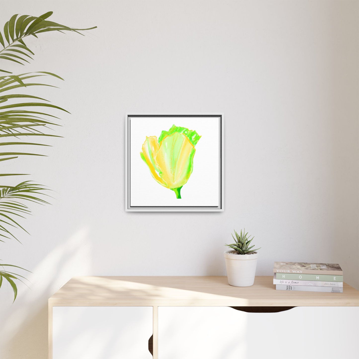 Dancing Tulips Matte Canvas, Framed (Multi-color) Yellow Green