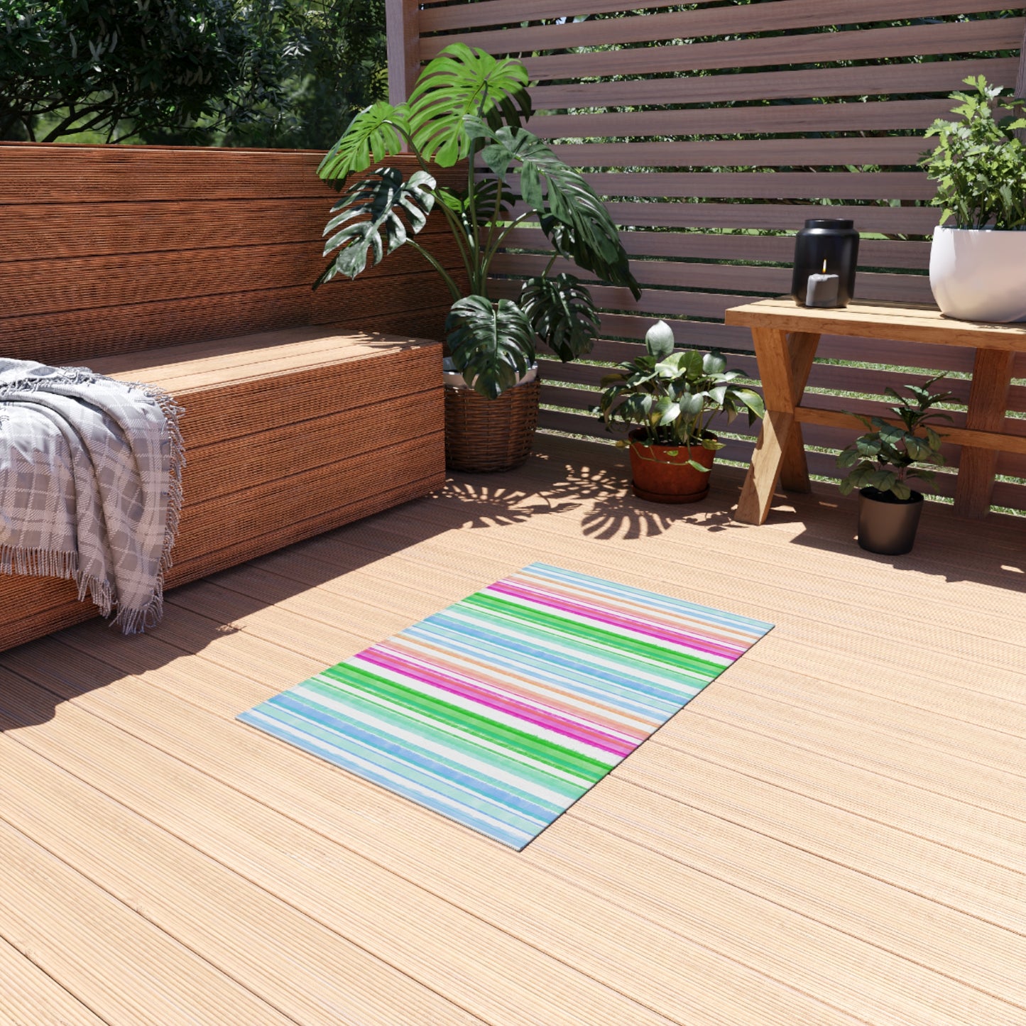 Watercolor Stripes Outdoor Rug